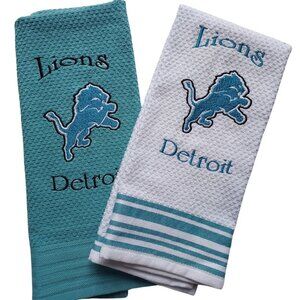 Detroit Lions set of 2 Embroidered Tea towels , hands towels 100% Cotton